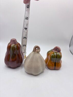 Set Of 3 Ceramic Gourds Squash Trio Kitchen Home Decor Rustic Farmhouse Country